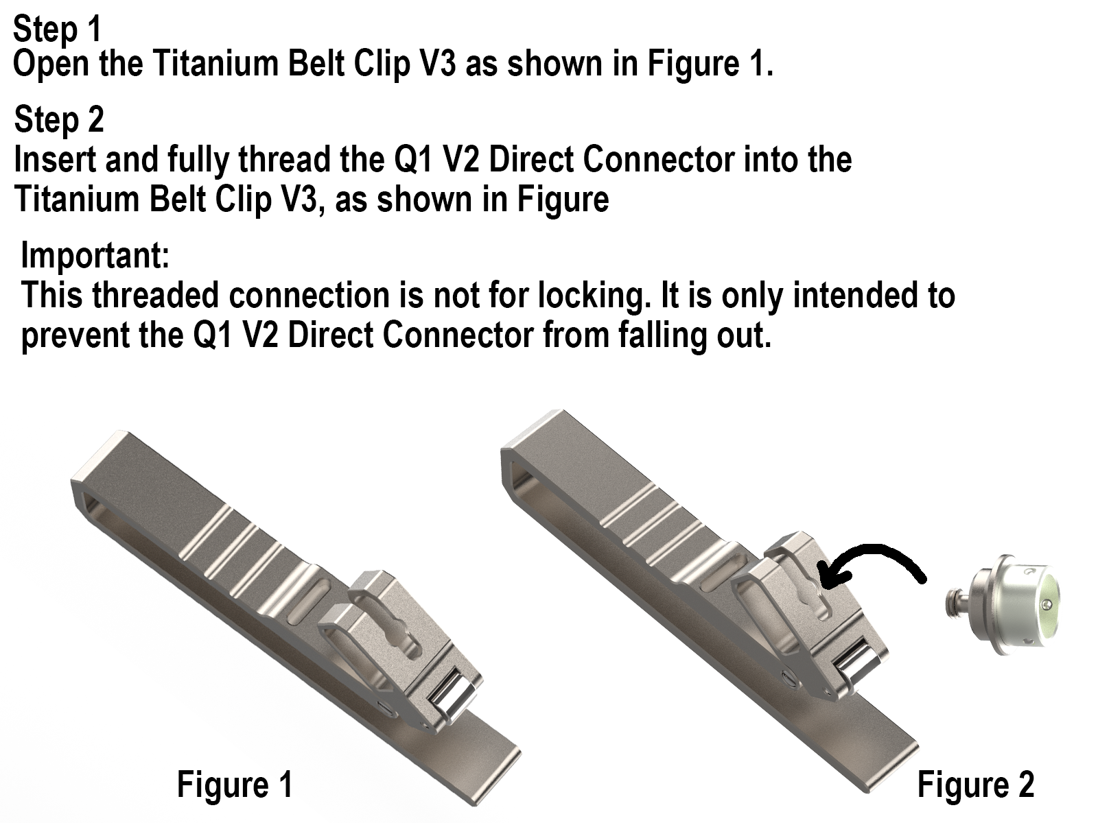 Q1 V2 Titanium Belt Clip V3 Direct Connector